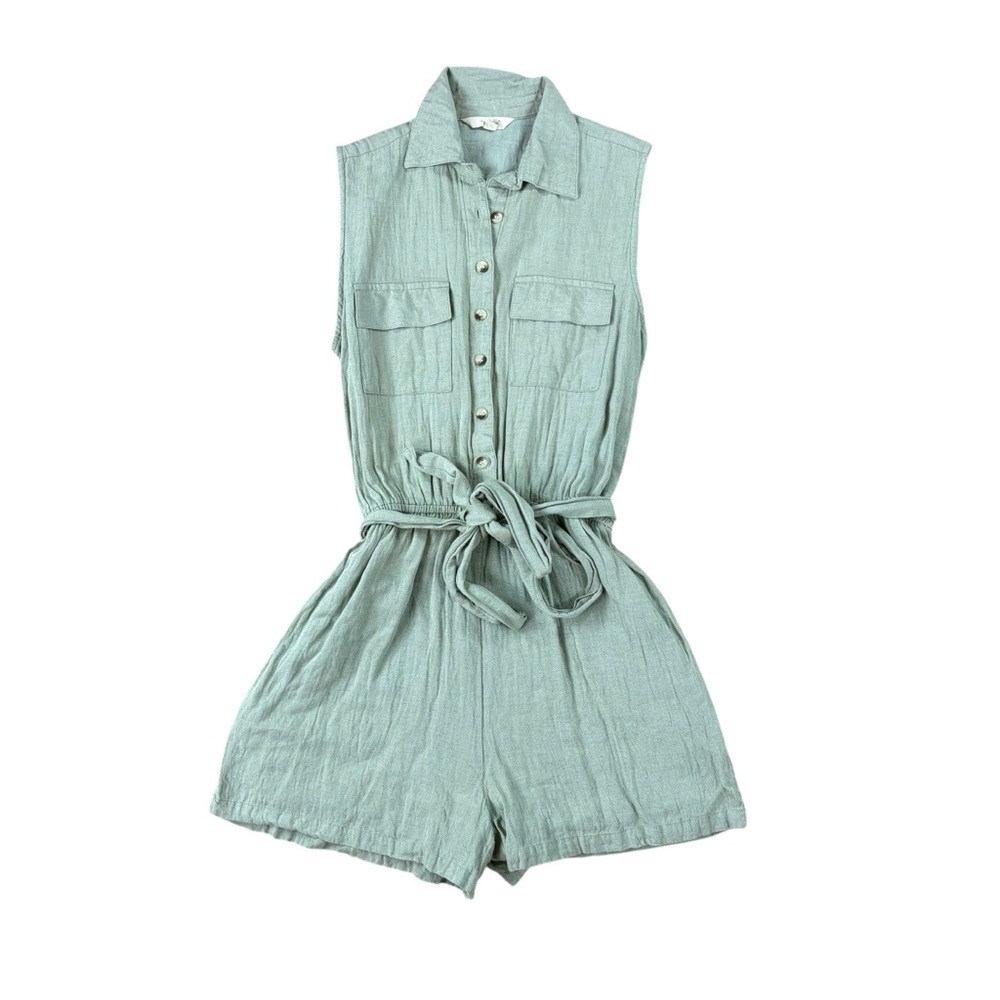 Woman’s Sim & Sam sleeveless belted linen blend romper size S